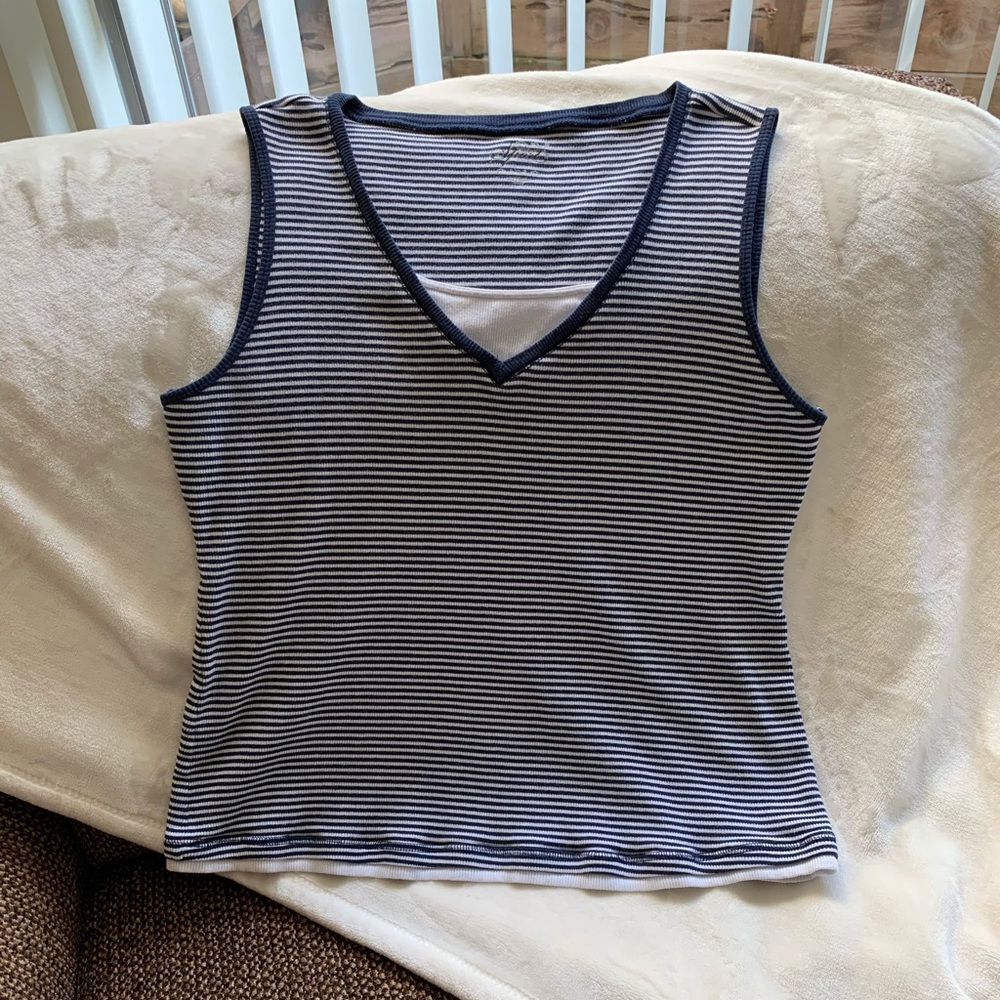 Style & Co. Sport Striped Sleeveless Top